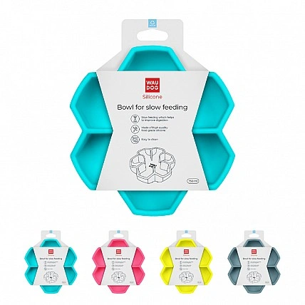 Миска для медленного кормления WAUDOG Silicone, 750 мл, голубой