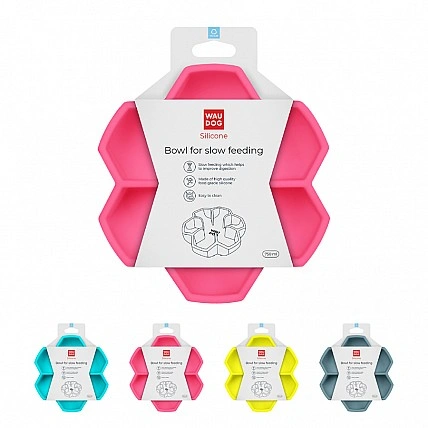 Миска для медленного кормления WAUDOG Silicone, 750 мл, розовый