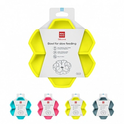 Миска для медленного кормления WAUDOG Silicone, 750 мл, желтый