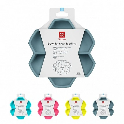 Миска для медленного кормления WAUDOG Silicone, 750 мл, серый