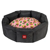 Лежанка для собак WAUDOG Relax, рисунок "Авокадо на розовом", S, Ш 34 см, Дл 45 см, В 17 см