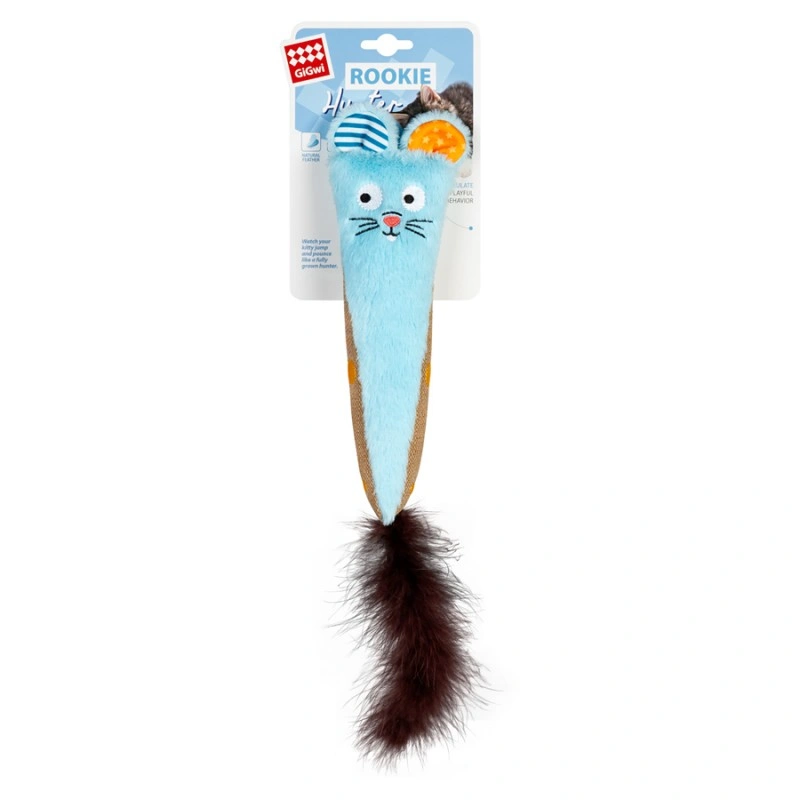 Игрушка для котов Кролик голубой с шуршанием GiGwi ROOKIE HUNTER, текстиль, бумага, 38 см