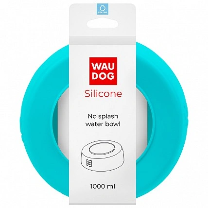 Миска-непроливайка  WAUDOG Silicone, 1 л голубой