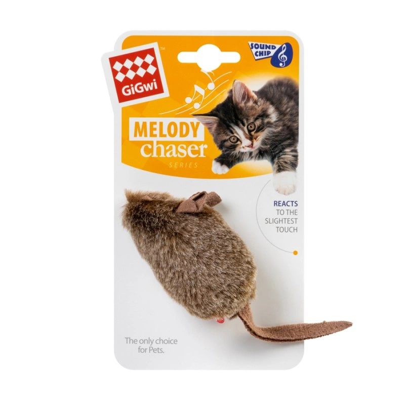 Іграшка для котів Мишка з електронним чипом GiGwi Melody chaser, штучна шерсть, 15 см