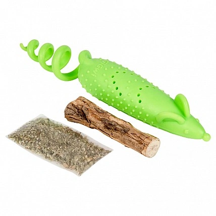 Игрушка для котов Мышка резиновая GiGwi Refillable Catnip, резина, 16,5 см