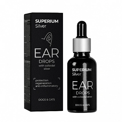 СУПЕРІУМ Сільвер краплі вушні з колоїдним сріблом для котів та собак, 30 мл