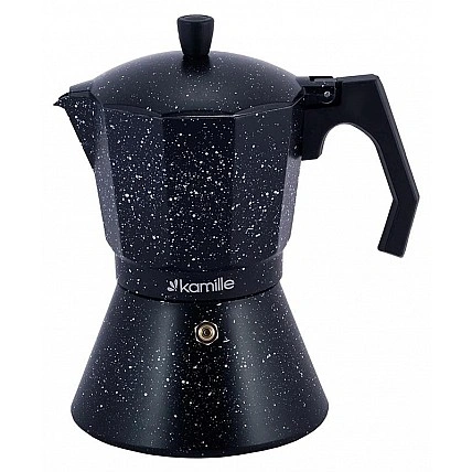 Кофеварка гейзерная Kamille Andel Black 600мл на 12 чашек KM-2514MR