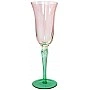 Набор 6 стеклянных бокалов для шампанского "Flower Glass" 200мл розовый с зеленым BD-448-107