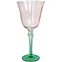 Набор 6 стеклянных бокалов для вина "Flower Glass" 400мл розовый с зеленым BD-448-108