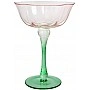 Набор 6 стеклянных бокалов для шампанского "Flower Glass" 250мл розовый с зеленым BD-448-109