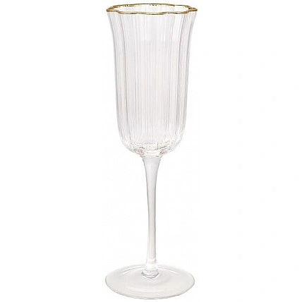 Набор 6 стеклянных бокалов для шампанского "Flower Glass" 200мл прозрачные BD-448-110
