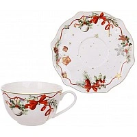 Tea porcelain set "Christmas Ribbon" 2 cups 250ml with saucers BD-498-370