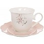 Набор 4 чайные фарфоровые чашки "Pink Orchid" 250мл с блюдцами BD-K395
