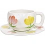 Set of 6 porcelain tea cups with saucers "Flower Bloom" 280ml BD-K354
