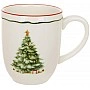Set of 2 porcelain mugs "Evergreen Christmas" 400ml with red rim BD-K370