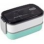 Kamille Snack 1400ml Lunch Box, Two-Tiered with Utensils, Turquoise KM-2134GR