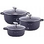 Набор 3 кастрюли Kamille Landes Black 2.3л, 4.5л, 6.5л, с двумя прихватками KM-4430