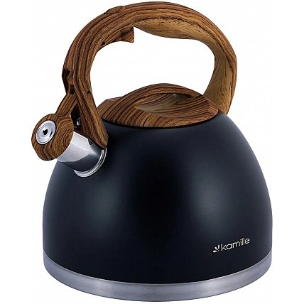 Чайник Kamille Whistling Kettle Black 2.7л из нержавеющей стали со свистком KM-1087