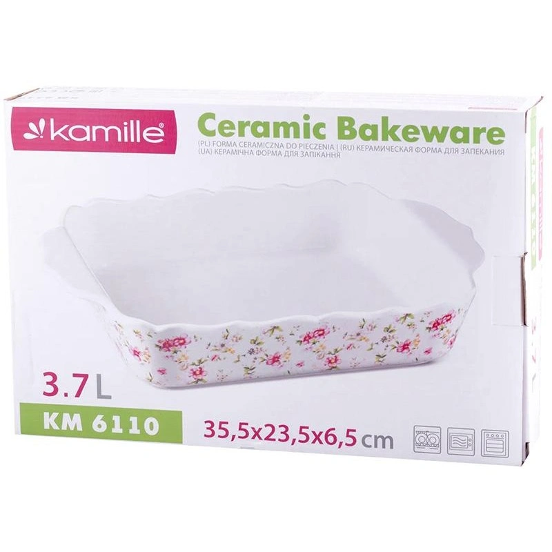 Форма для запекания Kamille Mirlinda 35х23х6.5см керамическая KM-6110