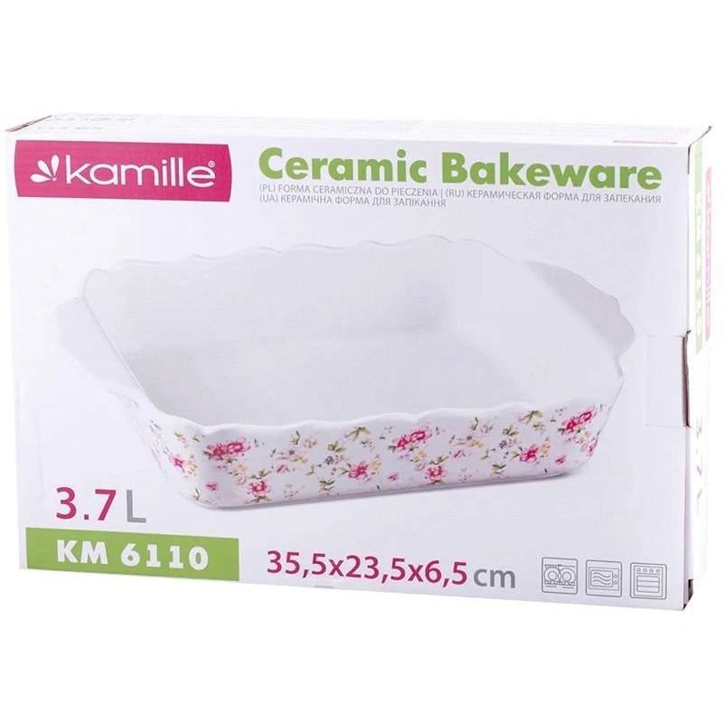 Форма для запекания Kamille Mirlinda 39.5х26х6.5см керамическая KM-6111