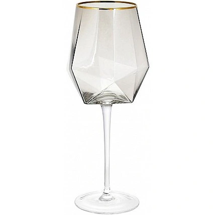 Набор 4 фужера Clio бокалы для вина 670мл, дымчатое стекло с золотым кантом BD-579-221