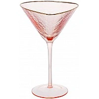 Набор 4 фужера Diva Pink бокалы для мартини 190мл, розовый с золотым кантом BD-579-249
