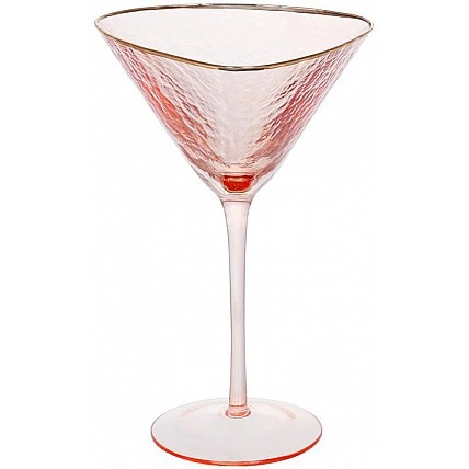 Набор 4 фужера Diva Pink бокалы для мартини 190мл, розовый с золотым кантом BD-579-249