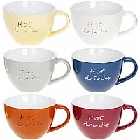 Набор 6 керамических кружек "Hot Drinks" 450мл, яркие BD-344-188
