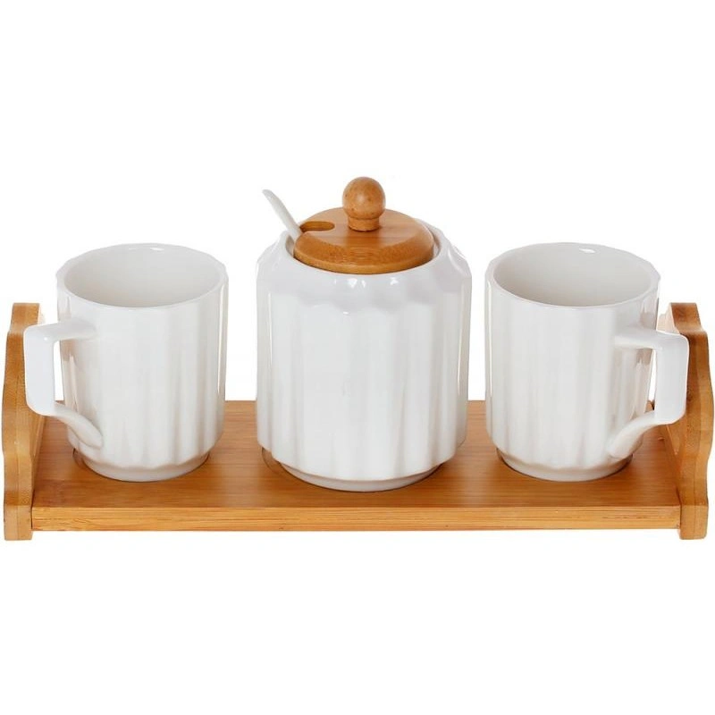 Кофейный набор Nouvelle Home Naturel 2 чашки 160мл и сахарница 300мл на подставке BD-289-380