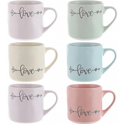 Набор 6 фарфоровых кружек "Love Arrow" 400мл, разноцветный кружки в пастельных цветах BD-B04-009