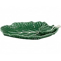 Набор 2 блюда с соусником Bordallo Pinheiro Cabbage 28x20см Зеленый TR-65000554