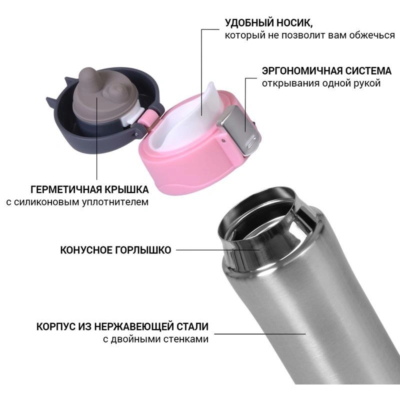 Термос Fissman Joranne Rose 420мл из нержавеющей стали FN-9819