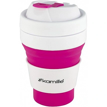 Спортивная складная бутылка Kamille для воды 350мл, силикон, розовый KM-2034PN