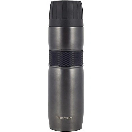 Термос Kamille Journey 950мл с силиконовой накладкой, черный KM-2039BL