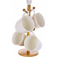 Чайный набор Ceram-Bamboo Grace 4 чашки 350мл на деревянной стойке BD-289-418