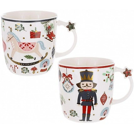 Набор 2 рождественские кружки "Happy Holidays" 360мл, фарфоровые чашки в подарочной упаковке BD-311-132
