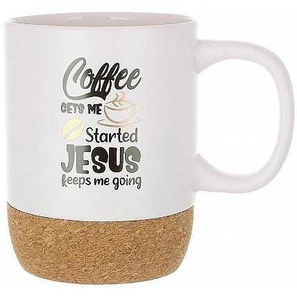 Кружка керамическая "Coffee Time" 400мл с пробковым основанием, белая BD-994-003