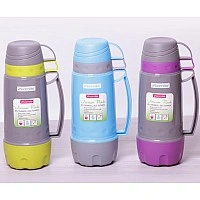 Термос Kamille Glass Pleasure 1000мл зеркальная колба, 2 чашки KM-2080