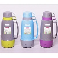 Термос Kamille Glass Pleasure 1800мл зеркальная колба и 2 чашечки KM-2081