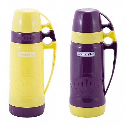 Термос Kamille Glass Violet 600мл зеркальная колба и 2 чашки KM-2030