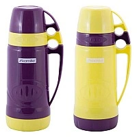 Термос Kamille Glass Violet 1000мл зеркальная колба и 2 чашки KM-2031