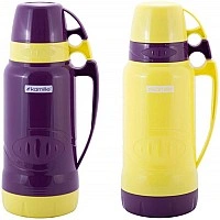 Термос Kamille Glass Violet 1800мл зеркальная колба и 2 чашки KM-2032