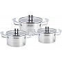 Набор 3 кастрюли Kamille Casserote 1.7л, 2.4л, 3.1л из нержавеющей стали со стеклянными крышками KM-5861