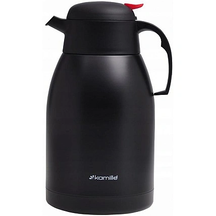 Термос-кувшин Kamille "Конференция" 2000мл, с вакуумной стальной колбой, черный KM-2219