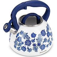 Чайник индукционный Kamille Blue Rose 2.7л из нержавеющей стали со свистком KM-0870