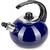 Чайник эмалированный Kamille "Boiling Water" 2.5л со свистком, синий глянец KM-1039C