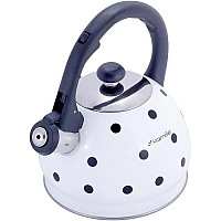 Чайник Kamille Polka Dot Kettle 2л из нержавеющей стали со свистком, в горошек, белый KM-1070WH