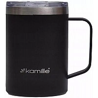 Термокружка Kanille Black 360мл с ручкой, черная KM-2159