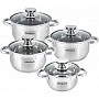 Набор 4 кастрюли Ofenbach Casserole из нержавеющей стали (1.1л, 1.7л, 2.4л, 3.4л) со стеклянными крышками NB-100004