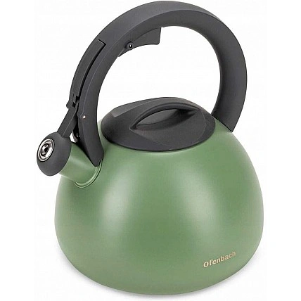 Чайник Ofenbach Green 2.7л нержавеющая сталь, со свистком, зеленый матовый NB-100323